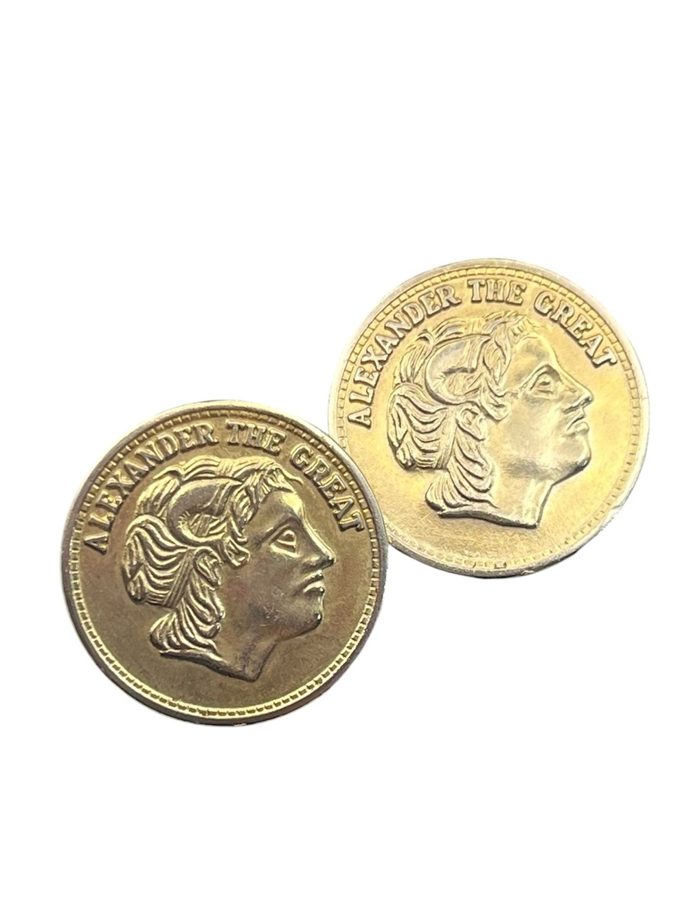 Alexander the Great faux gold tone Greek coin earrings vintage